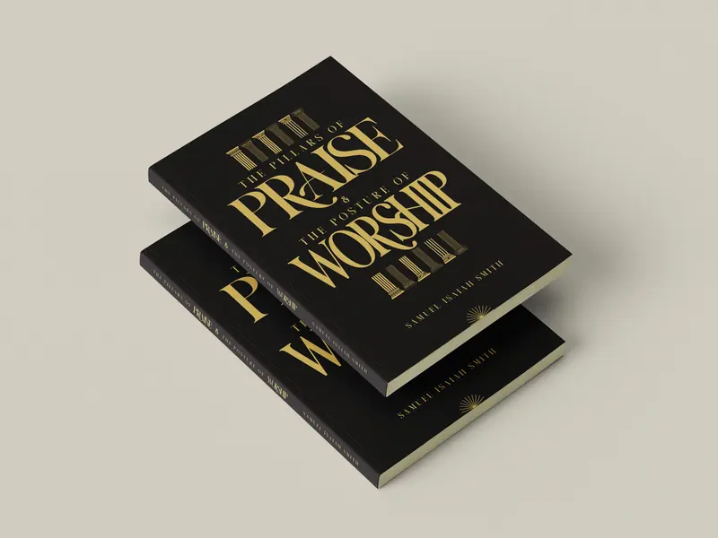 Two copies of The Pillars of Praise and The Posture of Worship, black covers with gold lettering
