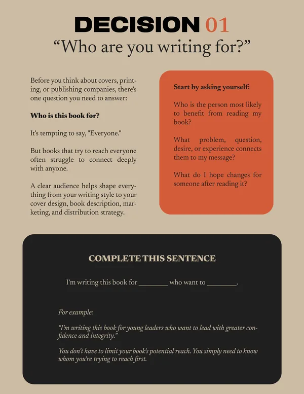 A page from the roadmap: Decision 01, Who are you writing for?